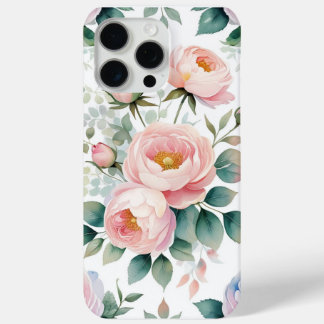 Coque iPhone 15 Pro Max Elégant Pastel Floral Téléphone Conception - Water