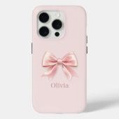 Coques Case-Mate iPhone Elégant Pastel Rose Bow & Nom Personnalisé (Verso)