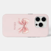 Coques Case-Mate iPhone Elégant Pastel Rose Bow & Nom Personnalisé (Verso (horizontal))