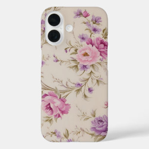 Coques iPhone 16 Élégant Pastel Rose & Purple Garden Blooms