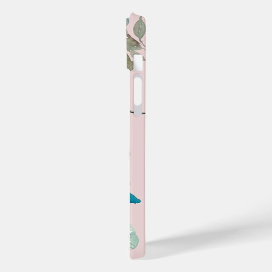 Coques Case-Mate iPhone Élégant Peach Pink Botanical Roses Monogramme Nom (Verso / Gauche)