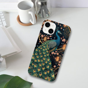 Coque Pour iPhone 14 Elégant Peacock Cherry Blossom Art
