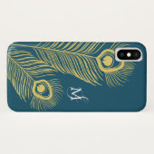 Coques Case-Mate iPhone Élégant Peacock Monogramme Vintage (Dos (Horizontal))