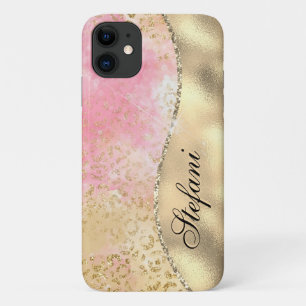 Case-Mate iPhone Case Élégant Pink et Gold Foil Leopard Personnalisé