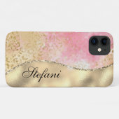 Coques Case-Mate iPhone Élégant Pink et Gold Foil Leopard Personnalisé (Dos (Horizontal))
