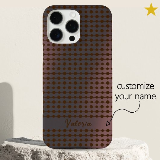 Coques Case-Mate iPhone Elegant Pink Metal Dots Line Pattern Custom Name