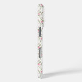 Coques Case-Mate iPhone Elegant Pink Roses Flowers Pattern Monogram (Verso / Droite)