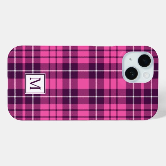 Coques Case-Mate iPhone Élégant Plat rose Monogramme (Verso (horizontal))