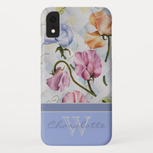 Case-Mate iPhone Case Elégant Pois doux moderne avec Monogramme bleu Nom