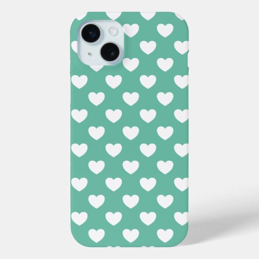 Coques Case-Mate iPhone Élégant Pois Vert Mint Motif Avec Coeurs (Verso)