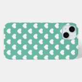 Coques Case-Mate iPhone Élégant Pois Vert Mint Motif Avec Coeurs (Verso (horizontal))