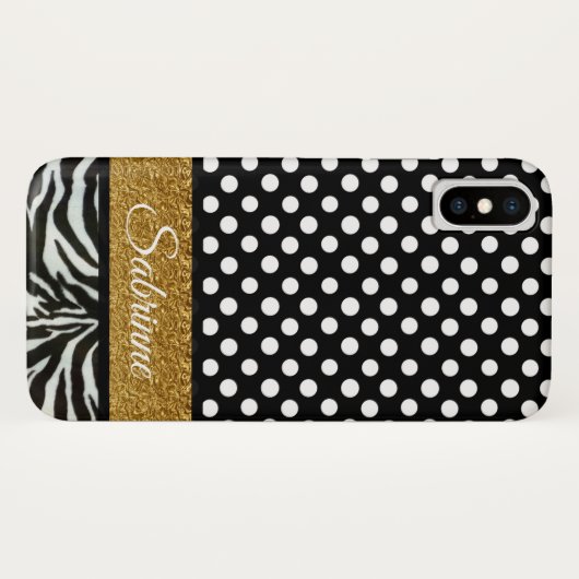 Coques Case-Mate iPhone Élégant Pois Zebra Pattern (Dos (Horizontal))