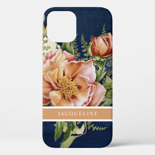 Coques Case-Mate iPhone Elégant poitrine florale rose Bourgogne Marine Ble (Verso)