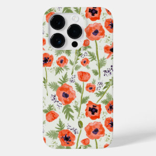 Coque Pour iPhone 14 Pro Elegant Poppies Orange Floral Pattern