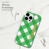 Coques Case-Mate iPhone Élégant Preppy moderne vert Plaid Check Monogramme