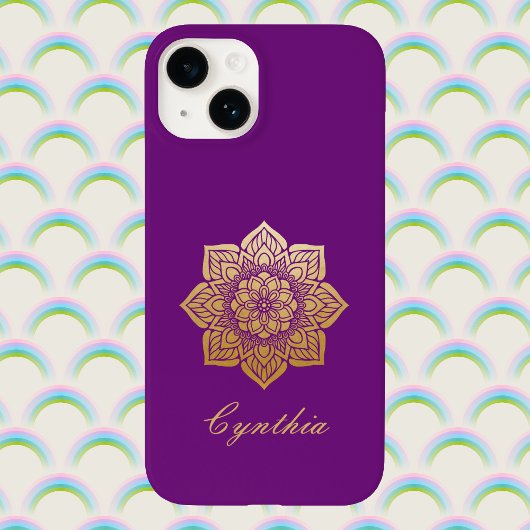 Coques Case-Mate iPhone Élégant Respirer Purple et Gold Mandala