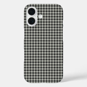 Coques iPhone 16 Élégant Retro Noir et gris En vichy Plaid Motif