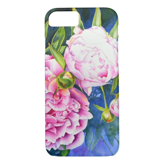 Coques Case-Mate iPhone Elégant rose blanc classique aquarelle floral (Dos)