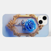 Coques Case-Mate iPhone Élégant Rose bleu affiché dans Ornate Gold Frame (Verso (horizontal))