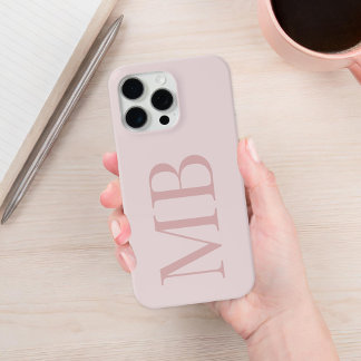 Coque iPhone 15 Pro Max Élégant Rose Dusty minimaliste Monogramme initial