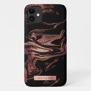 Case-Mate iPhone Case Elégant rose en cuivre doré noir marbre