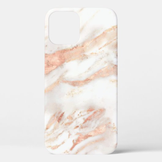 Coques Case-Mate iPhone Élégant Rose en cuivre marbre or (Verso)