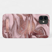 Coques Case-Mate iPhone Elégant rose en cuivre moderne or rose marbre (Dos (Horizontal))