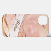 Coques Case-Mate iPhone Elégant Rose en marbre or (Verso (horizontal))