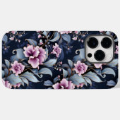 Coques Case-Mate iPhone Élégant rose et bleu orchidée florale (Verso (horizontal))