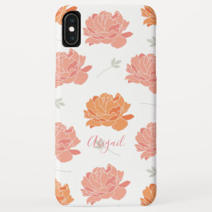 Case-Mate iPhone Case Élégant rose et orange Peonies Motif Monogramme