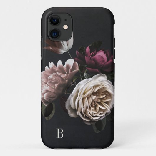 Coques Case-Mate iPhone Élégant Rose floral foncé (Dos)