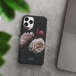 Coque Pour iPhone 14 Élégant Rose floral foncé personnalisé<br><div class="desc">Ajoutez un peu de luxe à votre téléphone avec ce coque chic avec un amas de fleurs luxuriantes dans la crème et le bordeaux sur un arrière - plan noir dramatique. Personnalisez cet élégant étui de téléphone floral avec votre nom ou votre initiale le long du bas en écriture de...</div>