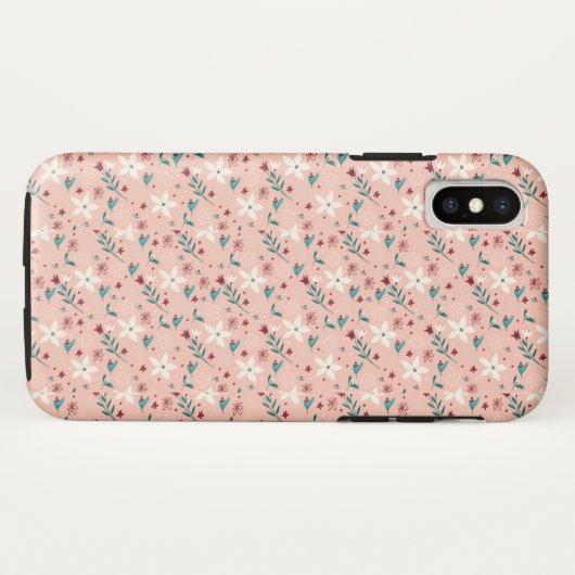 Coques Case-Mate iPhone Élégant rose froral (Dos (Horizontal))