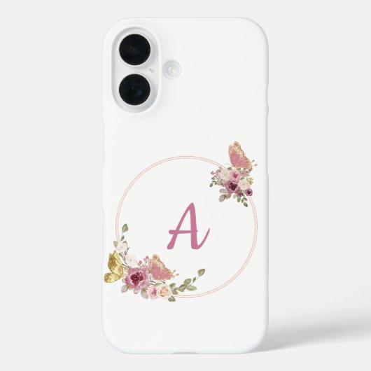 Coques Case-Mate iPhone Elegant Rose Gold Floral Frame-Personalized (Verso)