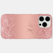 Coques Case-Mate iPhone Elegant Rose Gold Luxe Shimmer Monogram  (Verso (horizontal))