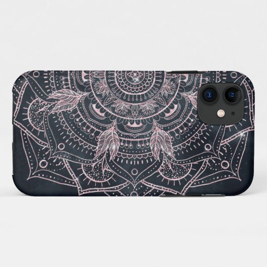 Coques Case-Mate iPhone Elégant Rose Gold Mandala Gray Nebula Design (Dos (Horizontal))