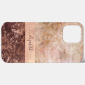 Coques Case-Mate iPhone Élégant Rose Gold Marble Agate Script (Verso (horizontal))