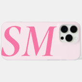 Coques Case-Mate iPhone Élégant rose gras monogramme initial (Verso (horizontal))