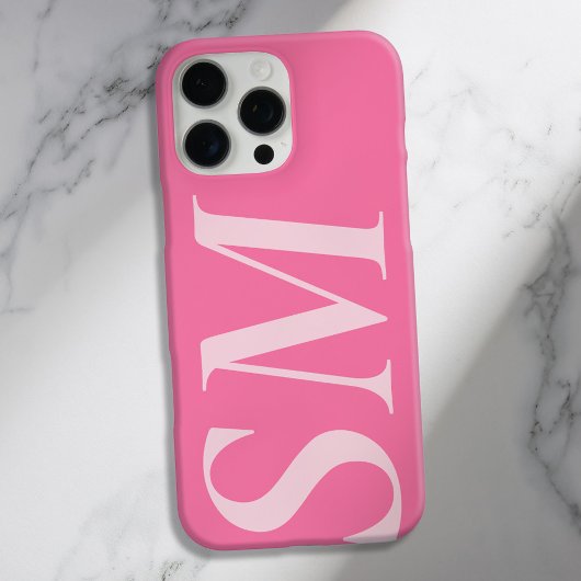 Coques Case-Mate iPhone Élégant rose gras monogramme initial