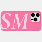 Coques Case-Mate iPhone Élégant rose gras monogramme initial (Verso (horizontal))