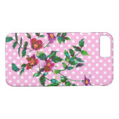 Coques Case-Mate iPhone élégant rose magenta aquarelle rose sauvage polka (Dos (Horizontal))