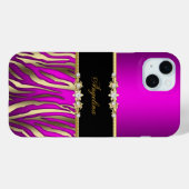 Coques Case-Mate iPhone Elégant rose Magenta Zebra Black Gold (Verso (horizontal))