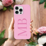 Coque iPhone 15 Pro Max Élégant rose minimaliste Monogramme initial<br><div class="desc">Élégant minimaliste rose coque iphone initial de monogramme</div>