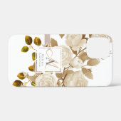 Coques Case-Mate iPhone Élégant Rose Monogramme Blanc (Verso (horizontal))