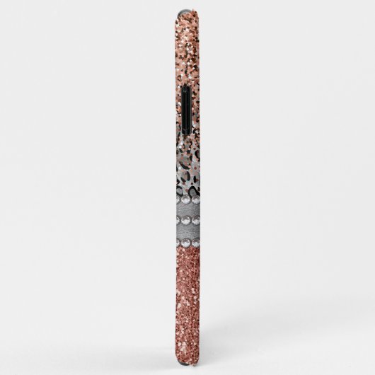Coques Case-Mate iPhone Élégant Rose  or Parties scintillant Leopard Monog (Dos/Droite)