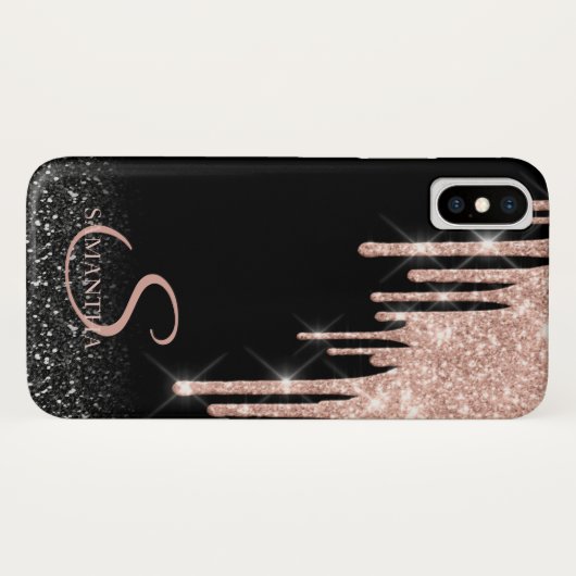 Coques Case-Mate iPhone Elégant Rose Parties scintillant or  Drives Black  (Dos (Horizontal))