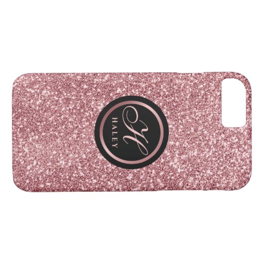 Coques Case-Mate iPhone Élégant Rose Parties scintillant or effet Monogram (Dos (Horizontal))
