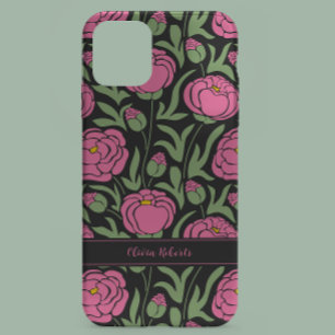 Coque Pour iPhone 14 Elégant rose Peony Flowers Personnalisé