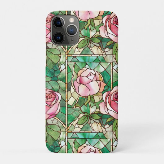 Coques Case-Mate iPhone Élégant Rose Rose Faux Motif en verre tendu (Dos)