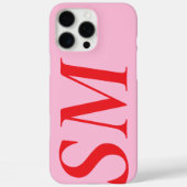 Coques Case-Mate iPhone Élégant rose rouge gras Monogramme initial (Verso)